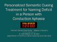 Personalized Semantic Cueing Treatment for Naming Deficit in a Person with Conduction Aphasia PowerPoint PPT Presentation
