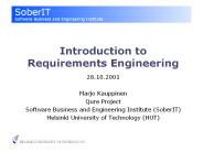 Introduction to Requirements Engineering