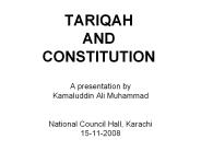 TARIQAH AND CONSTITUTION