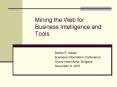 Mining the Web for Business Intelligence and Tools PowerPoint PPT Presentation