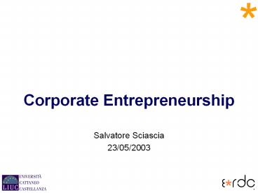 Corporate Entrepreneurship