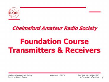 Chelmsford Amateur Radio Society Foundation Course Transmitters