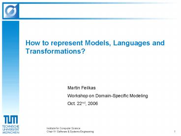 Institute for Computer Science Chair IV: Software