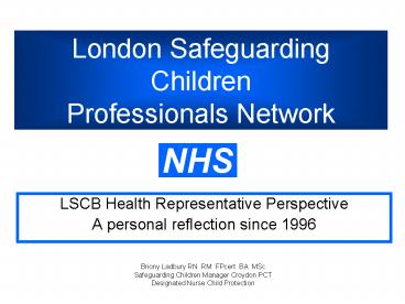 London Safeguarding Children Professionals Network
