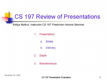 CS 197 Review of Presentations