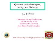 Quantum critical transport, duality, and Mtheory