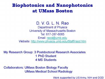 Biophotonics and Nanophotonics
