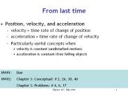 Position, velocity, and acceleration