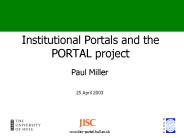 Institutional Portals and the PORTAL project