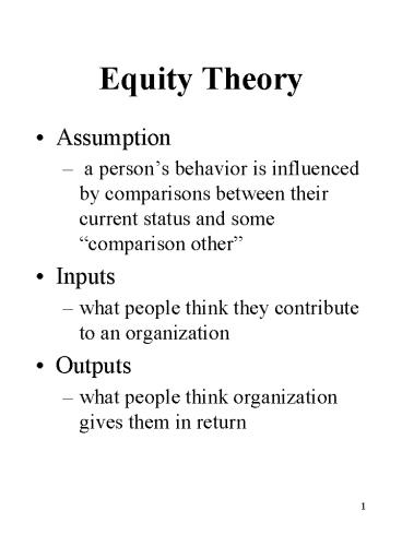 Equity Theory