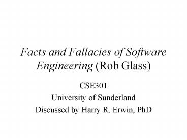 Facts and Fallacies of Software Engineering (Rob Glass)