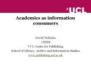 Academics as information consumers