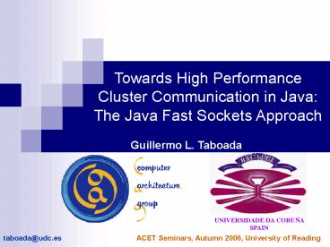 Bibliotecas de Comunicacin Eficiente en Clusters para cdigos Java