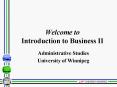 Welcome to Introduction to Business II PowerPoint PPT Presentation