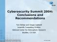 Cybersecurity Summit 2004: Conclusions and Recommendations PowerPoint PPT Presentation