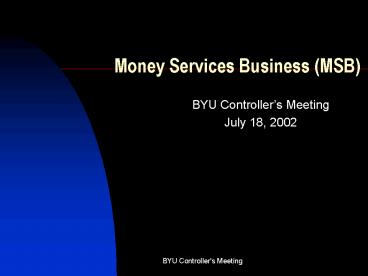 PPT – Money Services Business MSB PowerPoint presentation | free to ...
