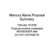 Mercury Name Proposal Summary