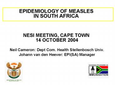 EPIDEMIOLOGY OF MEASLES