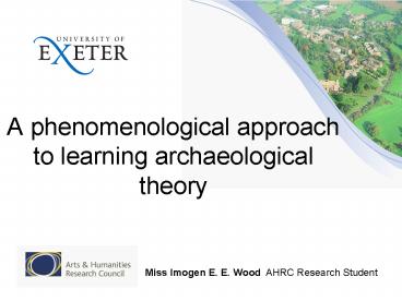 A phenomenological approach to learning archaeological theory