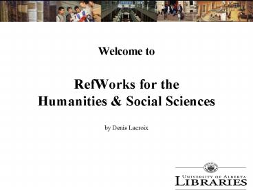 Welcome to RefWorks for the Humanities