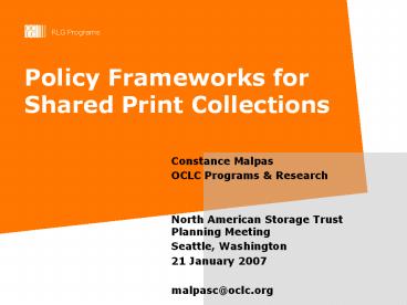 Policy Frameworks for Shared Print Collections