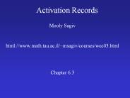 Activation Records
