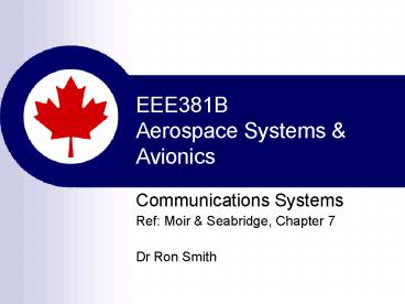 EEE381B Aerospace Systems