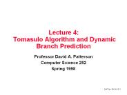 Lecture 4:  Tomasulo Algorithm and Dynamic Branch Prediction