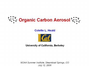 Organic Carbon Aerosol