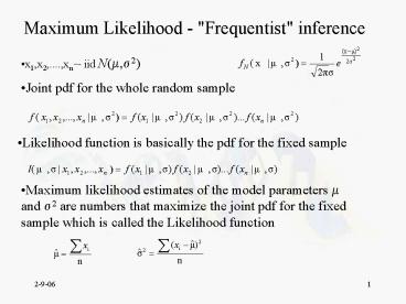 Maximum Likelihood 