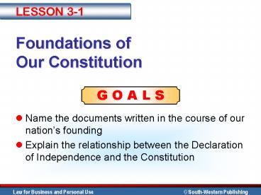 Foundations of Our Constitution