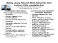 Making Library Research Skills Relevant to Adult Learners in the Information Age Linda Gordon, Chris PowerPoint PPT Presentation