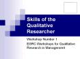 Skills of the Qualitative Researcher PowerPoint PPT Presentation