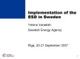 Implementation of the ESD in Sweden PowerPoint PPT Presentation
