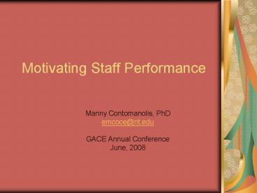 Motivating Staff Performance