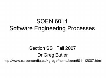 SOEN 6011 Software Engineering Processes