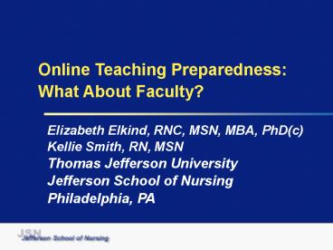 Online Teaching Preparedness:
