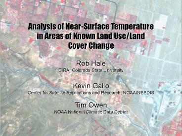 Analysis of NearSurface Temperature