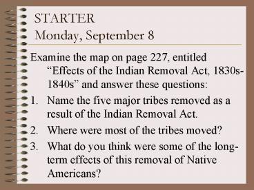 STARTER Monday, September 8