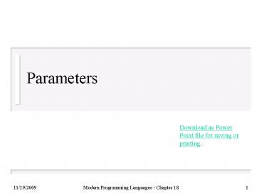 Parameters