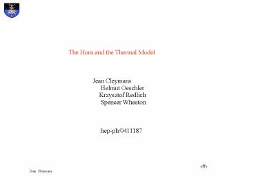 The Horn and the Thermal Model