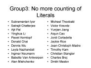 Group3: No more counting of Literals