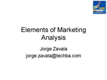 Elements of Marketing Analysis