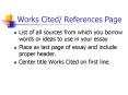 Works Cited References Page PowerPoint PPT Presentation