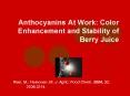 Anthocyanins At Work: Color Enhancement and Stability of Berry Juice PowerPoint PPT Presentation