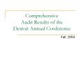 Comprehensive Audit Results of the Detroit Annual Conference PowerPoint PPT Presentation