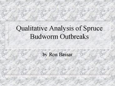 Qualitative Analysis of Spruce Budworm Outbreaks