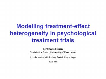 Modelling treatmenteffect heterogeneity in psychological treatment trials
