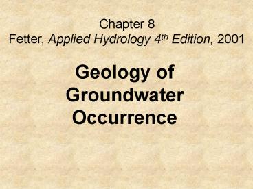 Fetter, Applied Hydrology 4th Edition, 2001