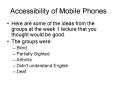 Accessibility of Mobile Phones PowerPoint PPT Presentation